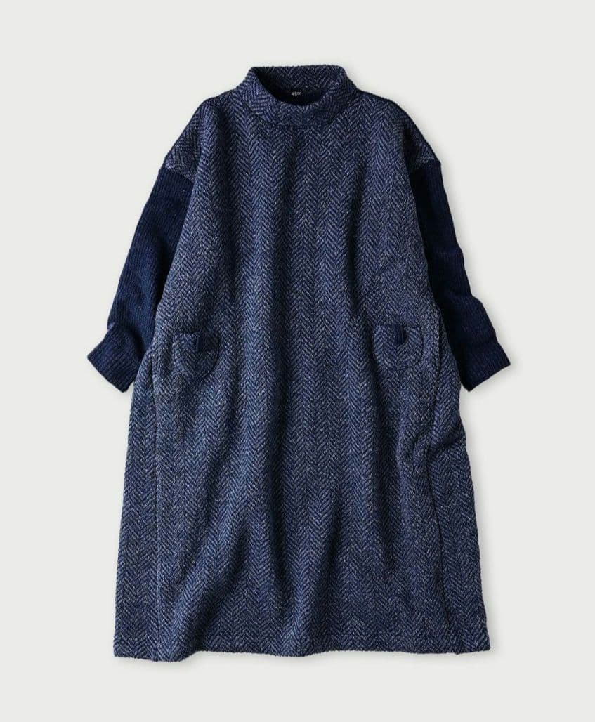 45R☆シェットランドニットツイードのドレス/ネイビー♪