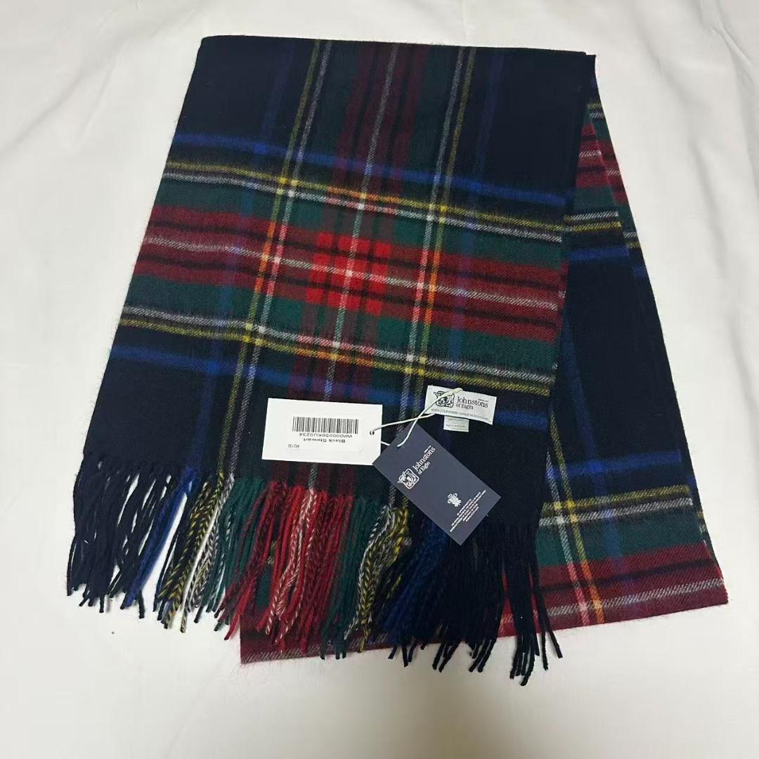 ジョンストンズ カシミア 大判ストール マフラー ブラックスチュワート