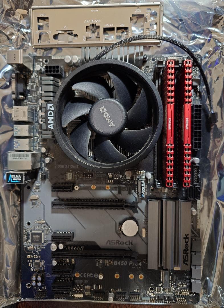 マザーボード Ryzen5 2600X+B450 Pro4+DDR4 32GB