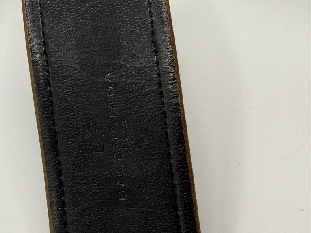 Balenciaga レザーベルト ブラウン ゴールド金具 100cm