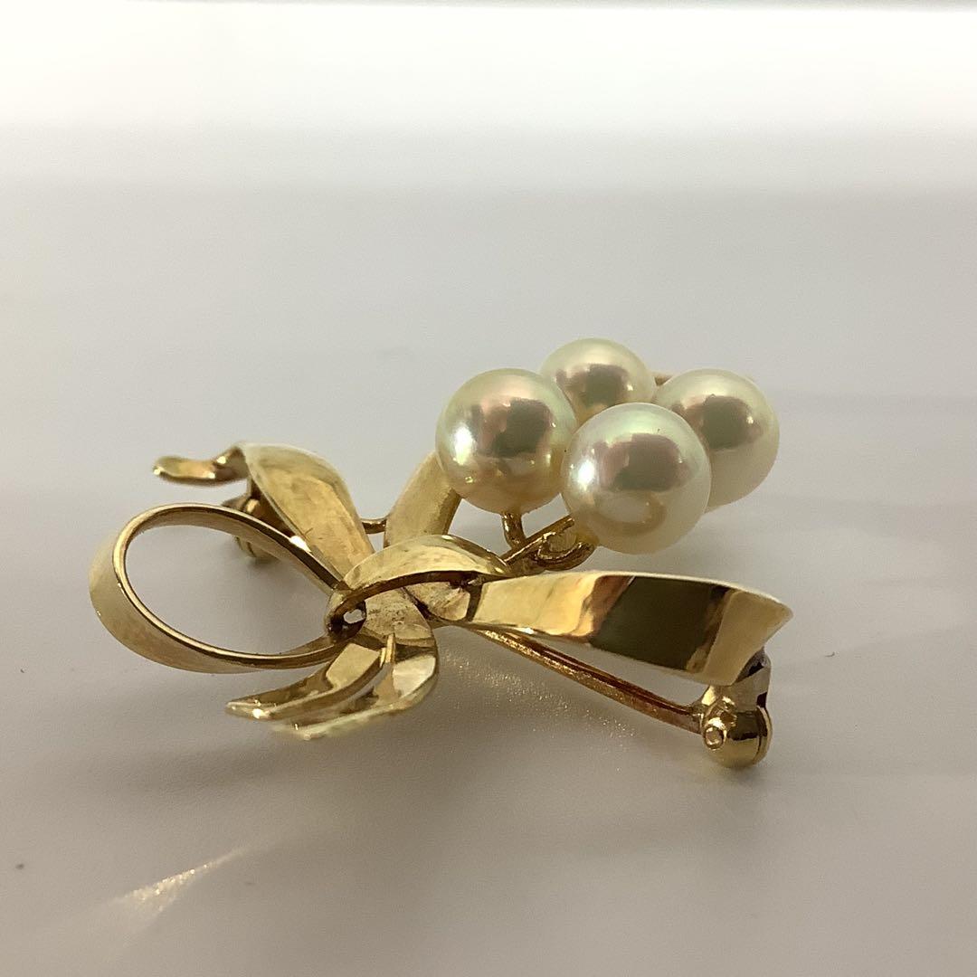 ア*ラ様 美品 MIKIMOTO ミキモト K14 パール ブローチ 愛子様着用