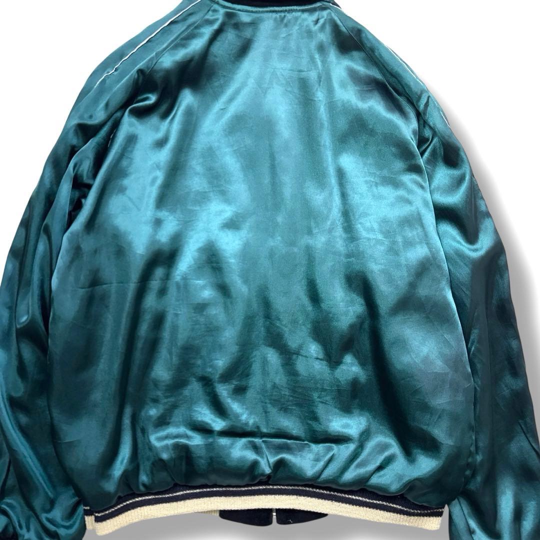 希少 テーラー東洋 スカジャン スーベニア 別珍 鷹×龍 刺繍 ベロア 黒 M