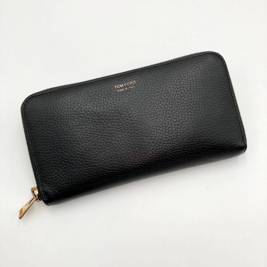 Seren✨ TOM FORD 長財布 ラウンドジップ 黒 レザー ロゴ