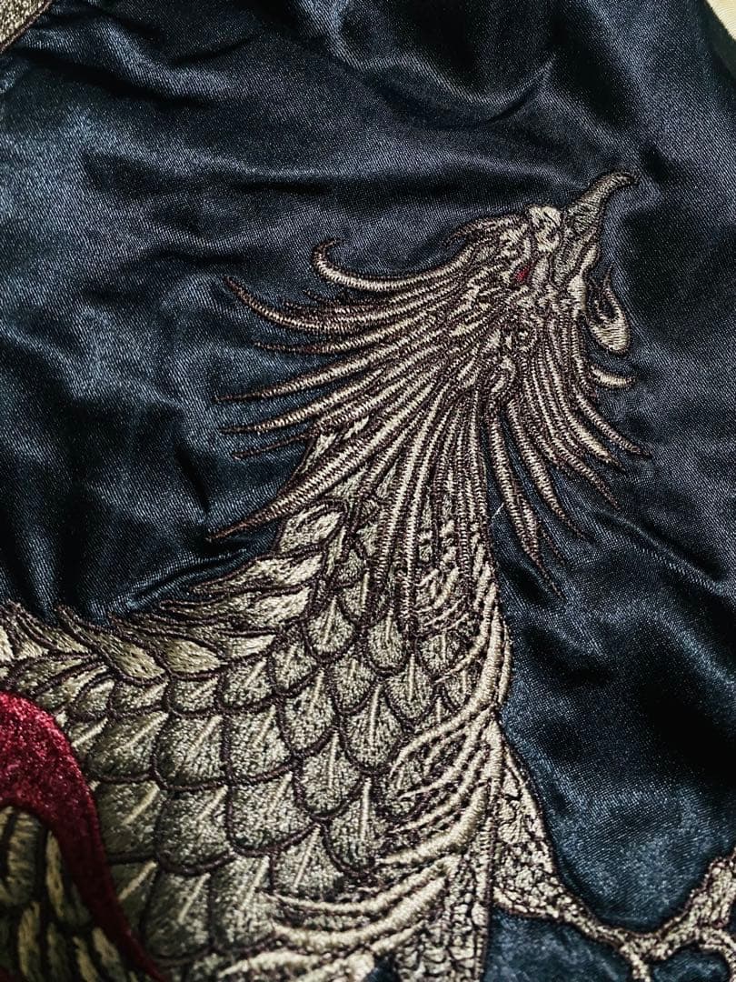 絡繰魂 日本限定 スカジャン　サテン unisex 鳳凰刺繍