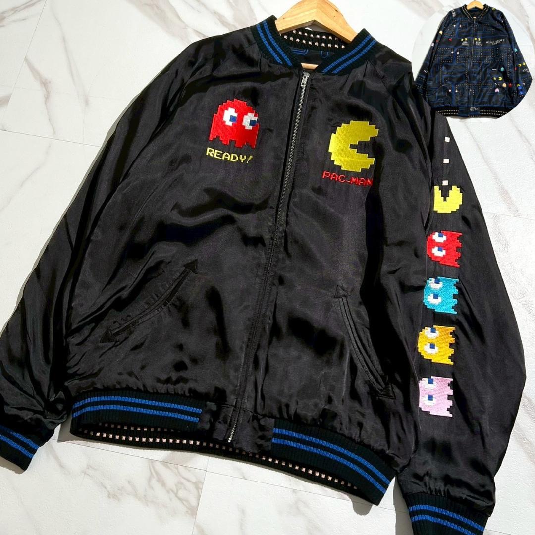 美品　PAC MAN　パックマン　モンスター　リバーシブル　スカジャン　XL黒