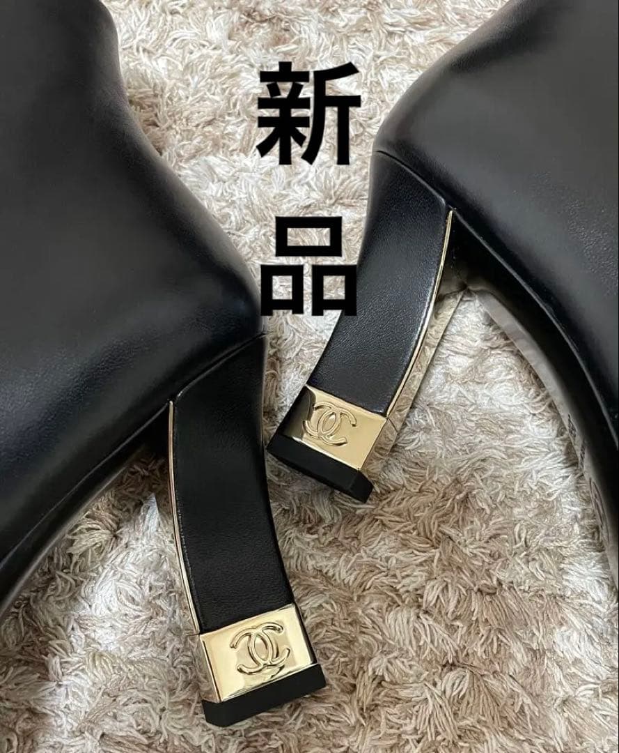 (新品)CHANEL ccロゴ レザー ショートブーツ