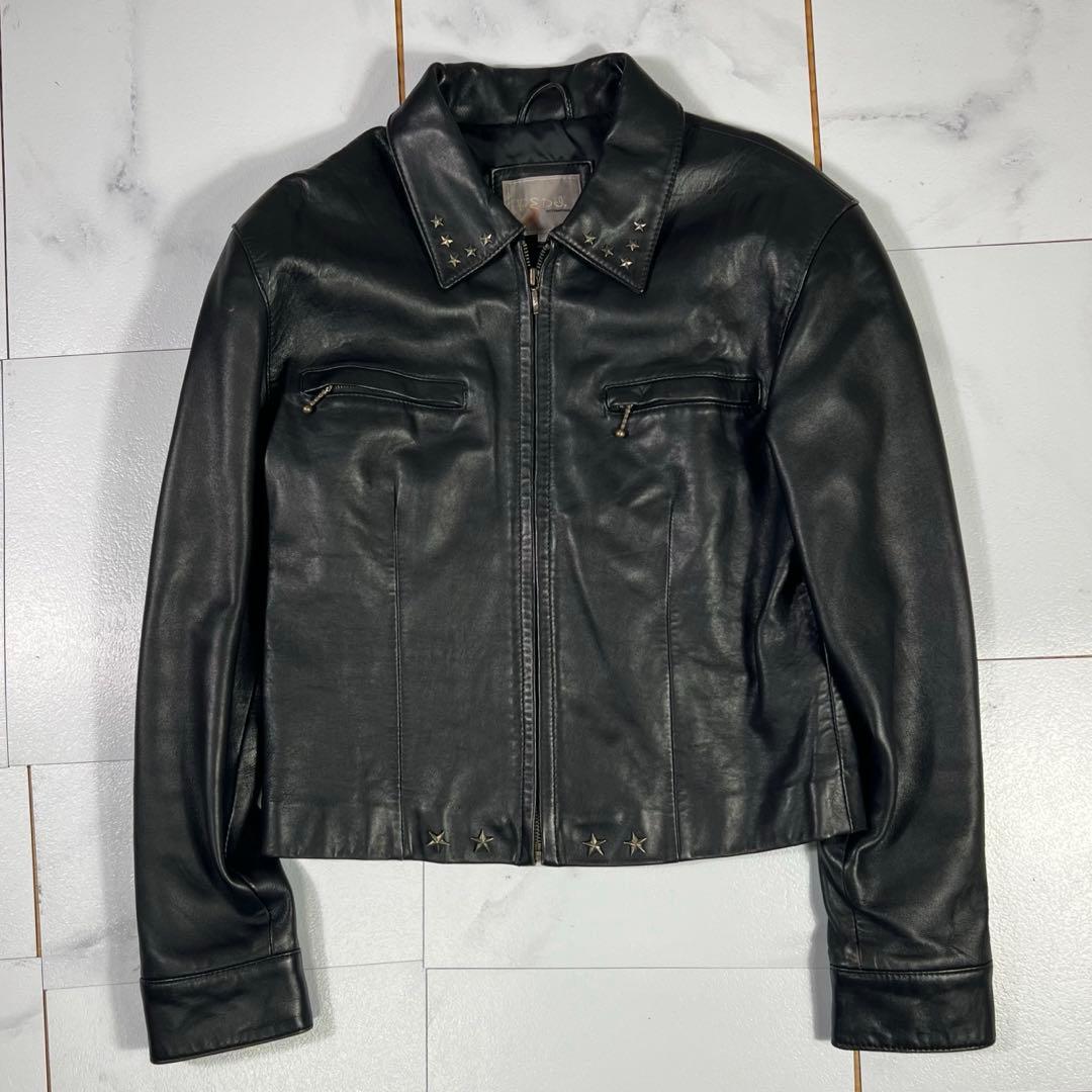 90s レザージャケット シングルライダース スタッズ 星 短丈 ショート丈
