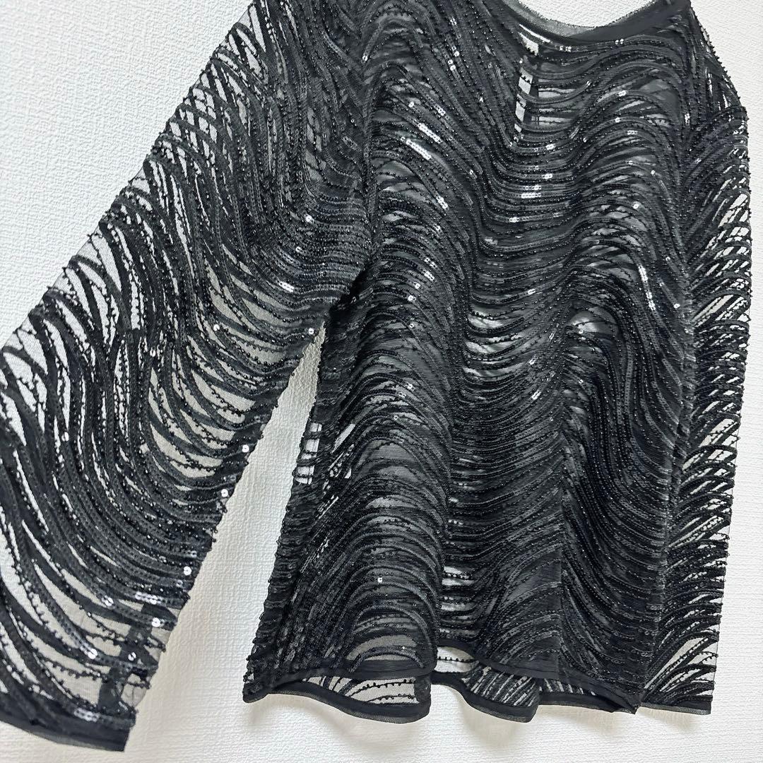 Emporio Armani スパンコールビーズ シアートップス　ブラック　新品