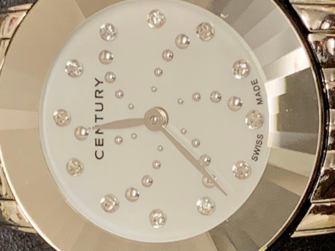 輝く✨CENTURY TIME GEM シェル文字盤12P ダイヤ腕時計　稼働中