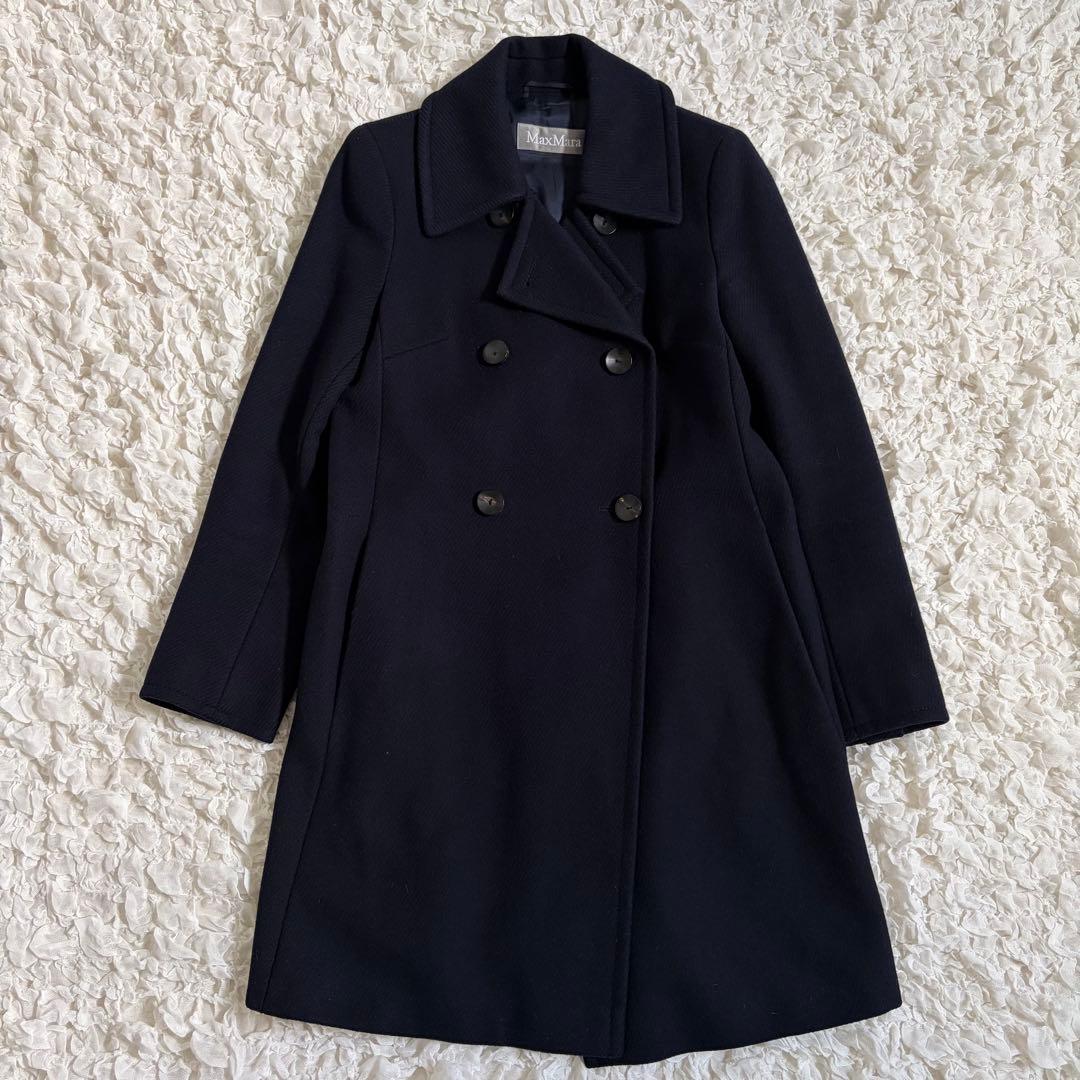 【美品！特価！】MaxMara 銀タグ チェスターコート 比翼 ダブル 濃紺