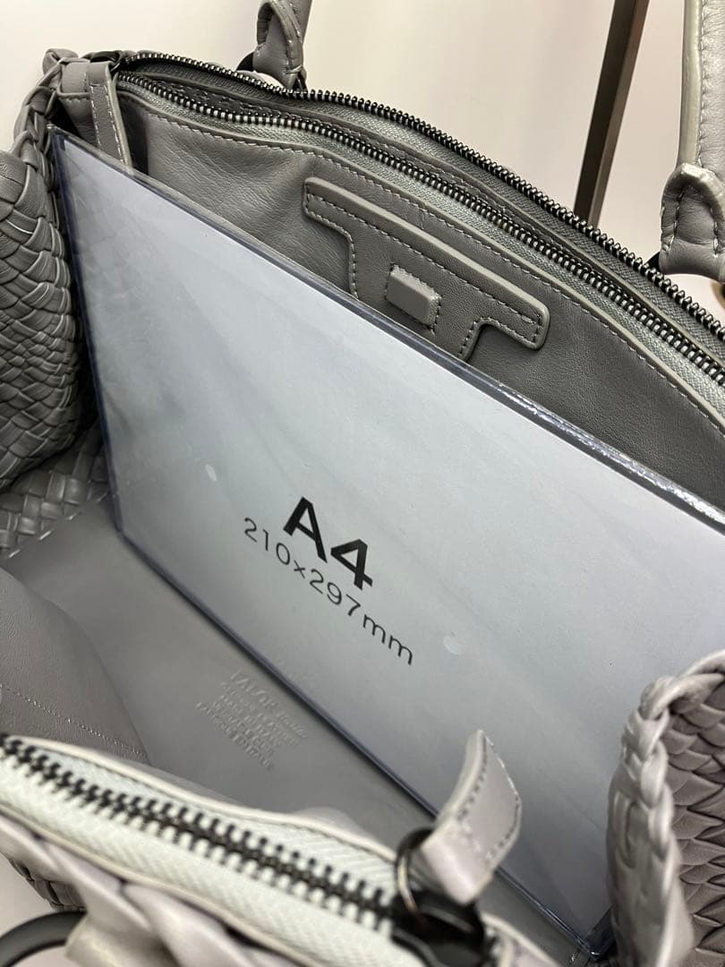 FALORNI ファロルニ レザー トートバッグ グレージュ系 編み込み