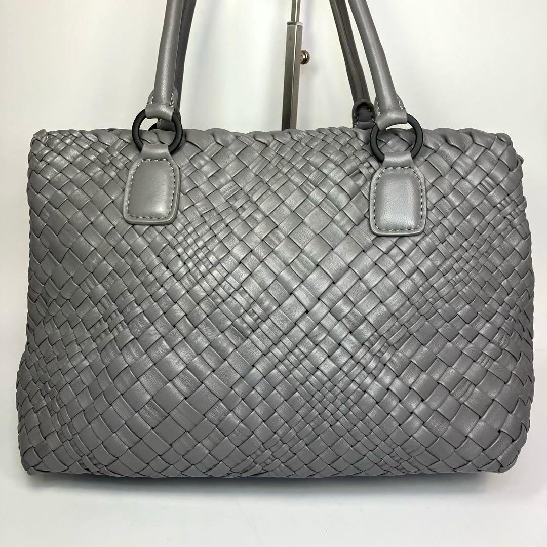 FALORNI ファロルニ レザー トートバッグ グレージュ系 編み込み