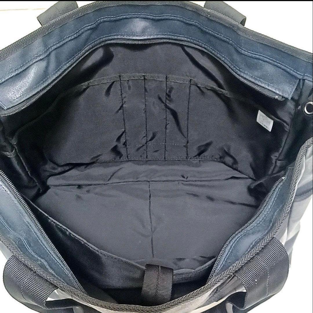 森野帆布帆布×レザー×ナイロン2wayトートバッグ紺