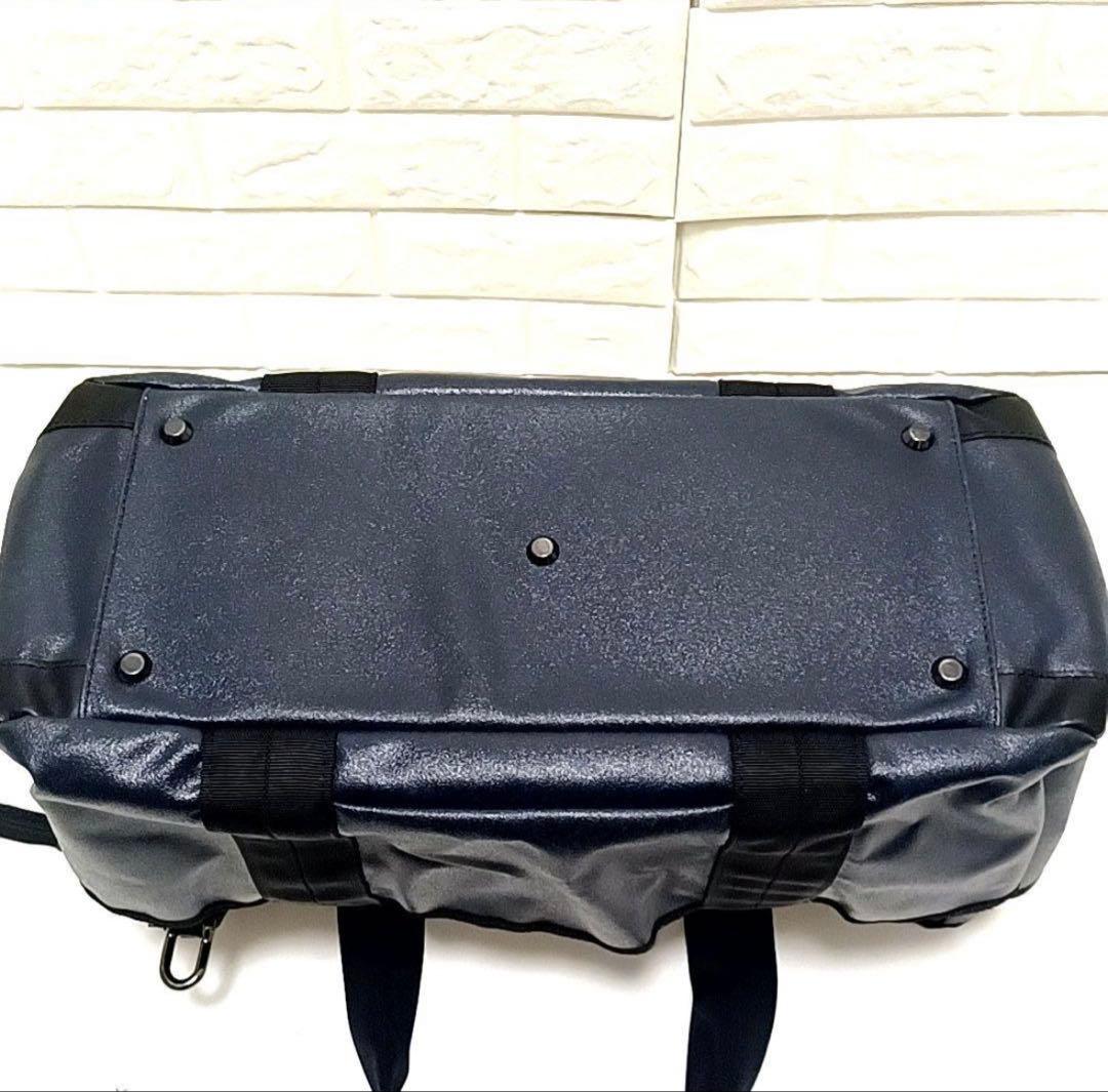 森野帆布帆布×レザー×ナイロン2wayトートバッグ紺