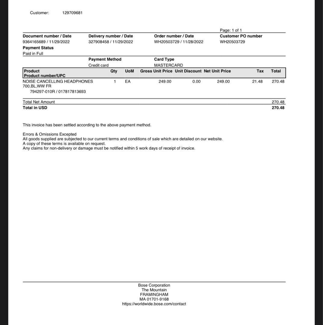 箱あり Bose Noise Cancelling Headphones 700