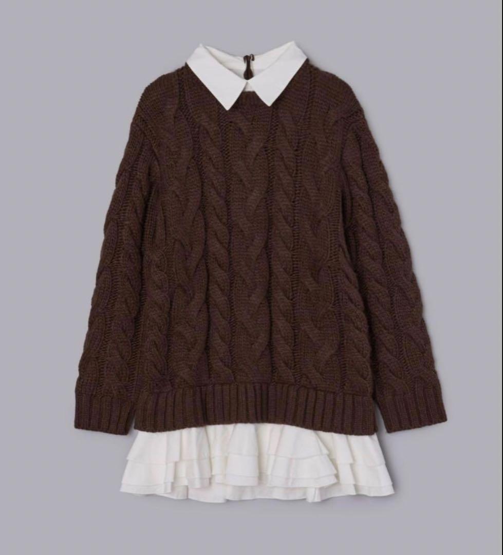 olu. フリルレイヤードケーブルニット