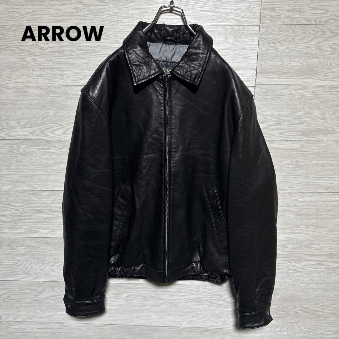 90s ARROW 本革 ショート丈 レザージャケット シングルライダース 黒