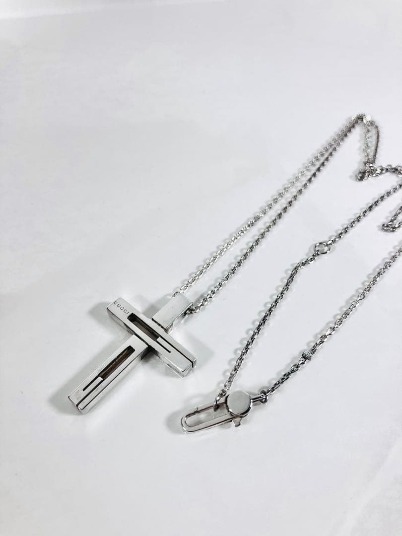 【超美品】GUCCI クロス ネックレス 十字架 男女兼用 シルバー925