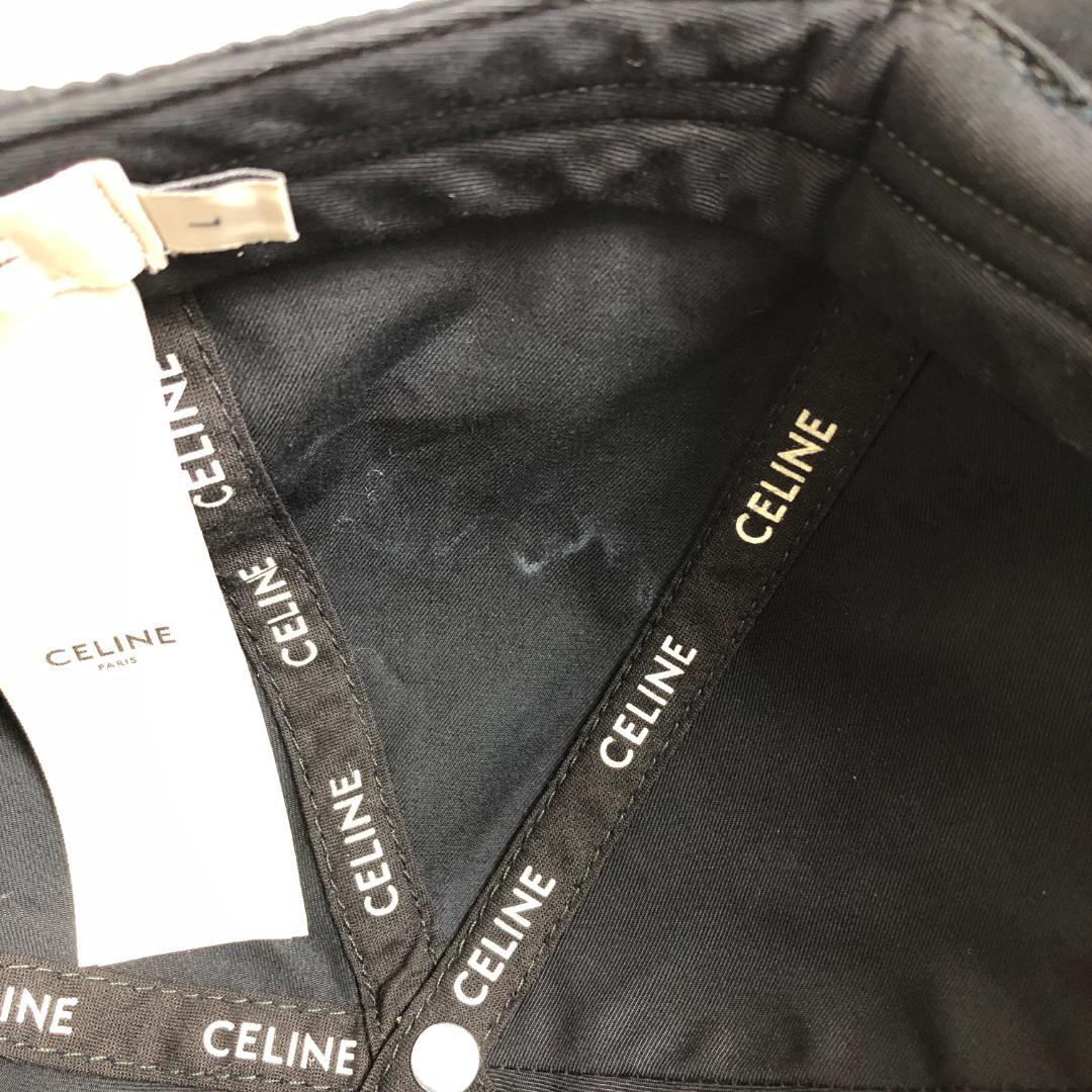 8F043/セリーヌ/トリオンフ ベースボールキャップ/帽子/ブラック/黒