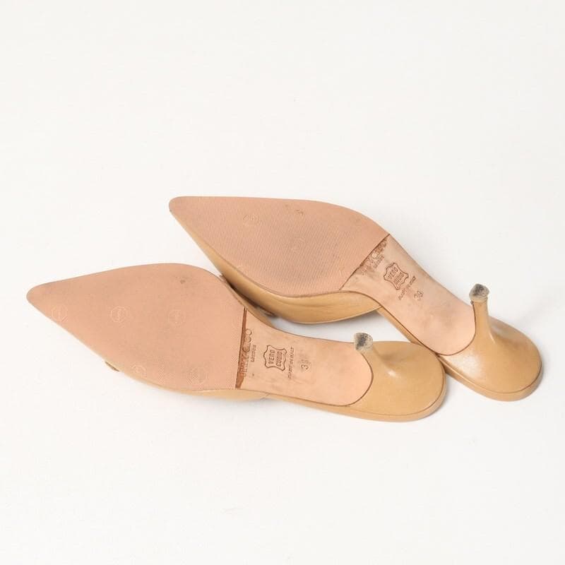 ジミーチュウ ポインテッドトゥ サンダル ミュール 39 約25cm ベージュ系