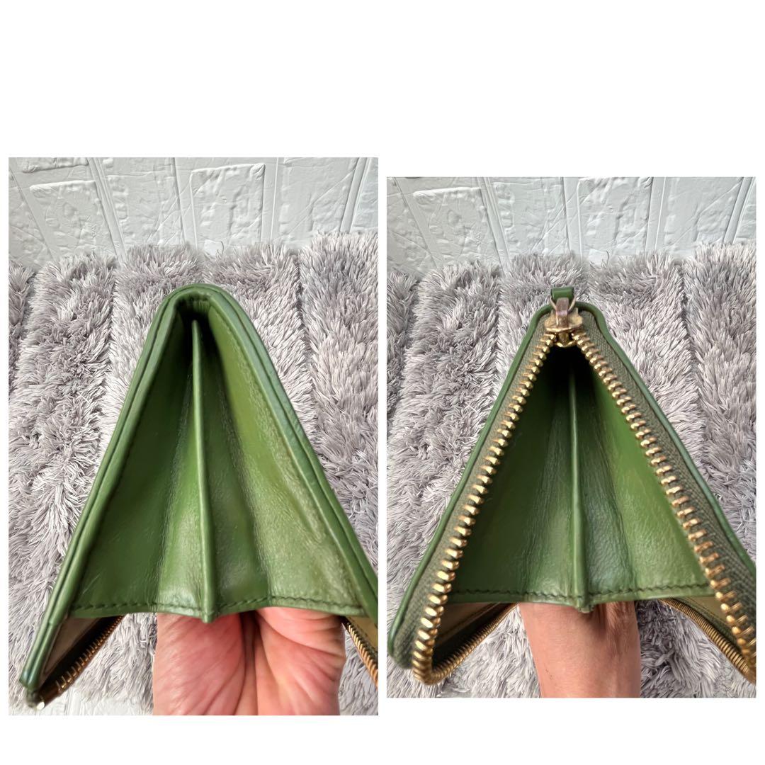 GUCCI ✨GGキャンバス　L字ファスナー　グリーン　長財布　ラウンドジップ