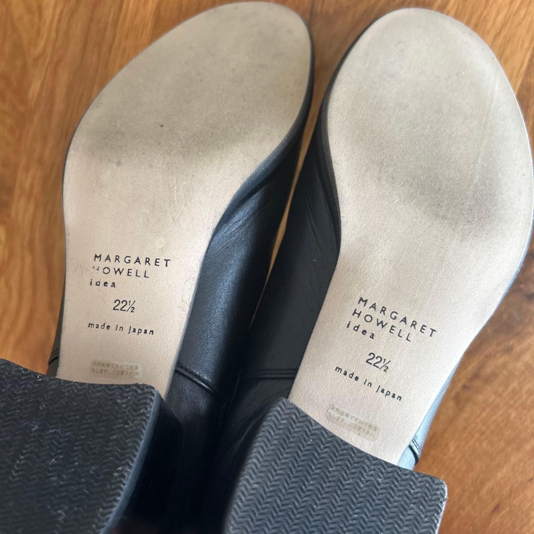 マーガレットハウエル アイデア　 レザー　サイドゴアショートブーツ ブラック