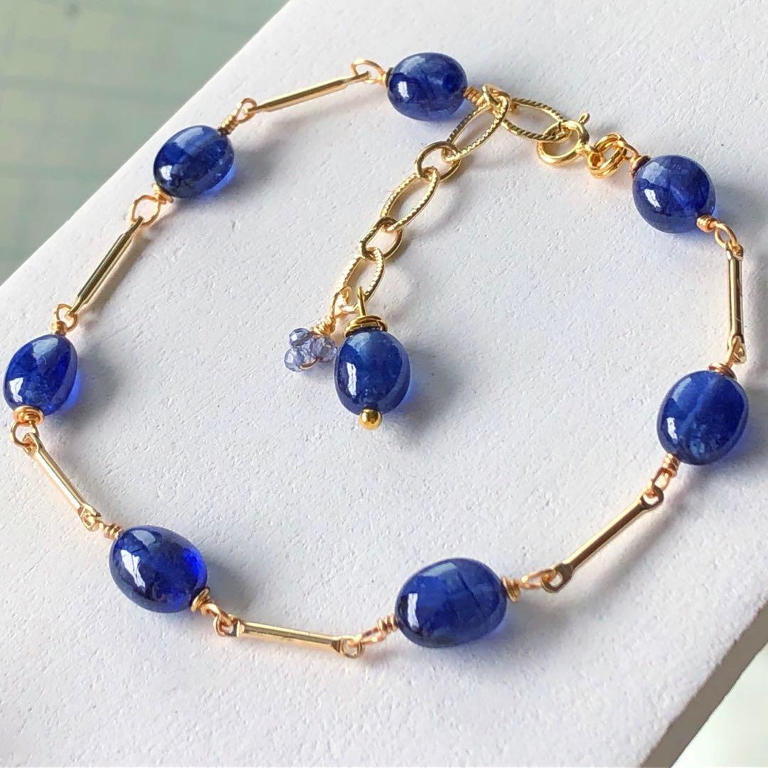 天然石♡大粒♡鮮やか極上ブルーサファイアのブレスレット14kgf
