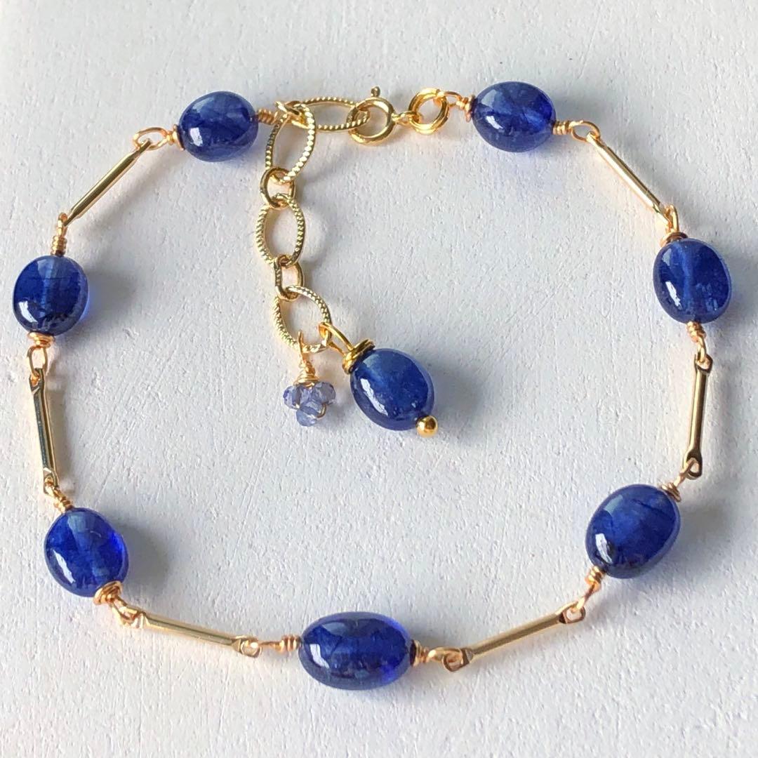 天然石♡大粒♡鮮やか極上ブルーサファイアのブレスレット14kgf