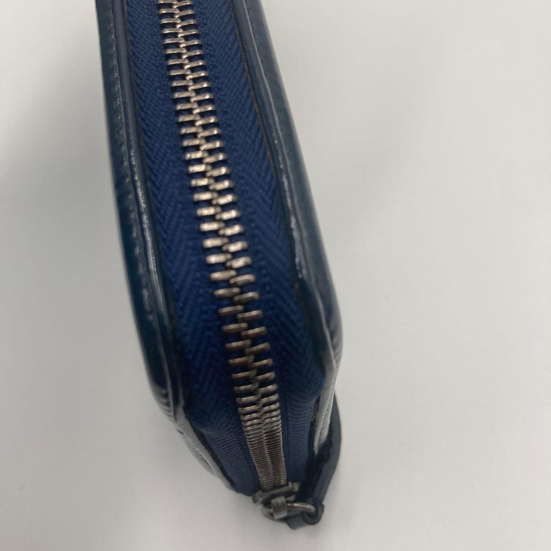 ✨極美品✨ バーバリー ラウンドジップ 長財布 レザー ネイビー チェック柄
