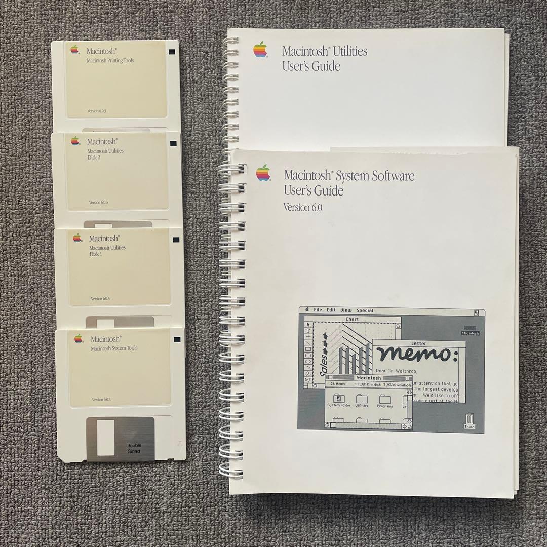 Macintosh Plus 2MB、システムソフト・ゲームソフト付