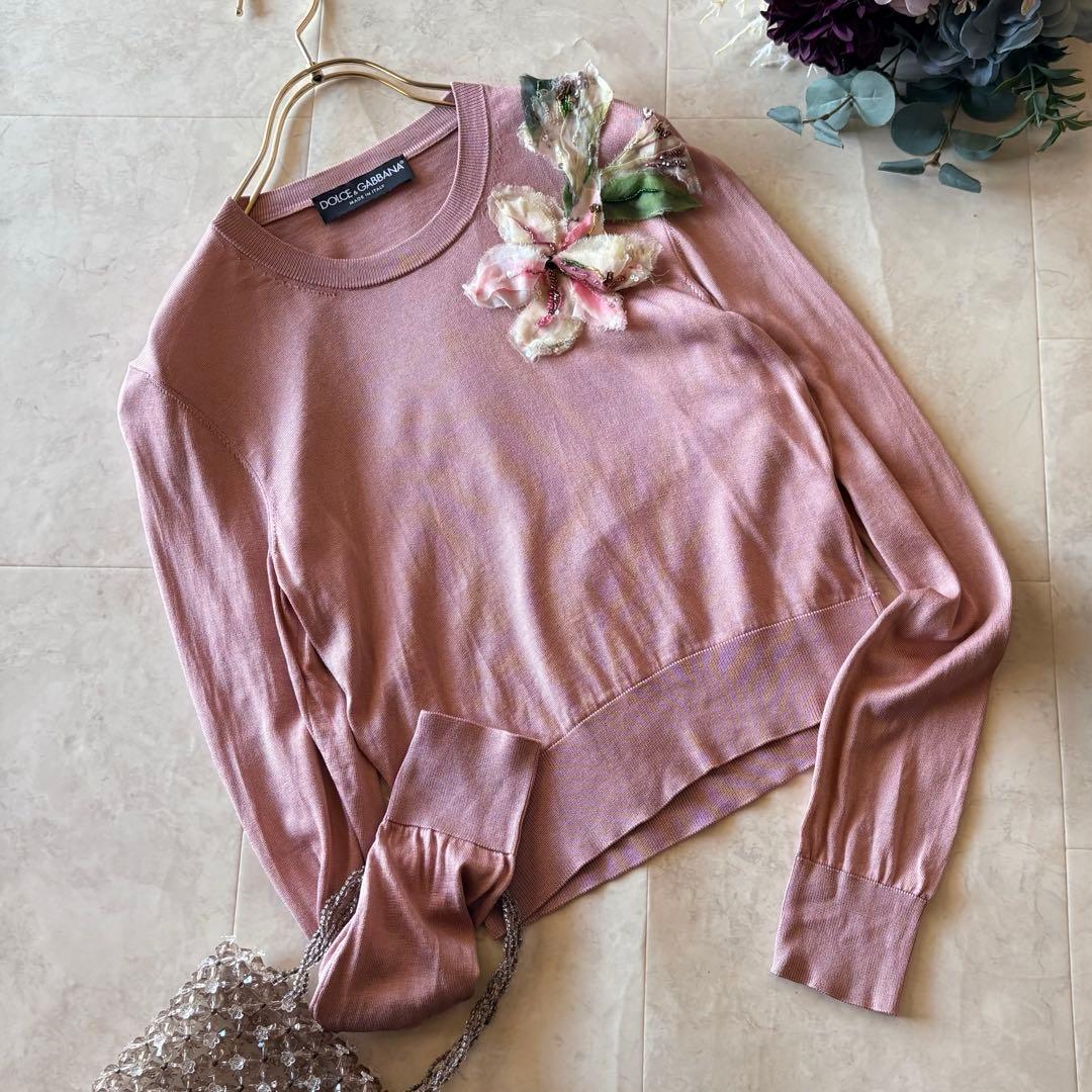 NO.5-144DOLCE&GABBANA イタリア製 花モチーフ　シルクニット