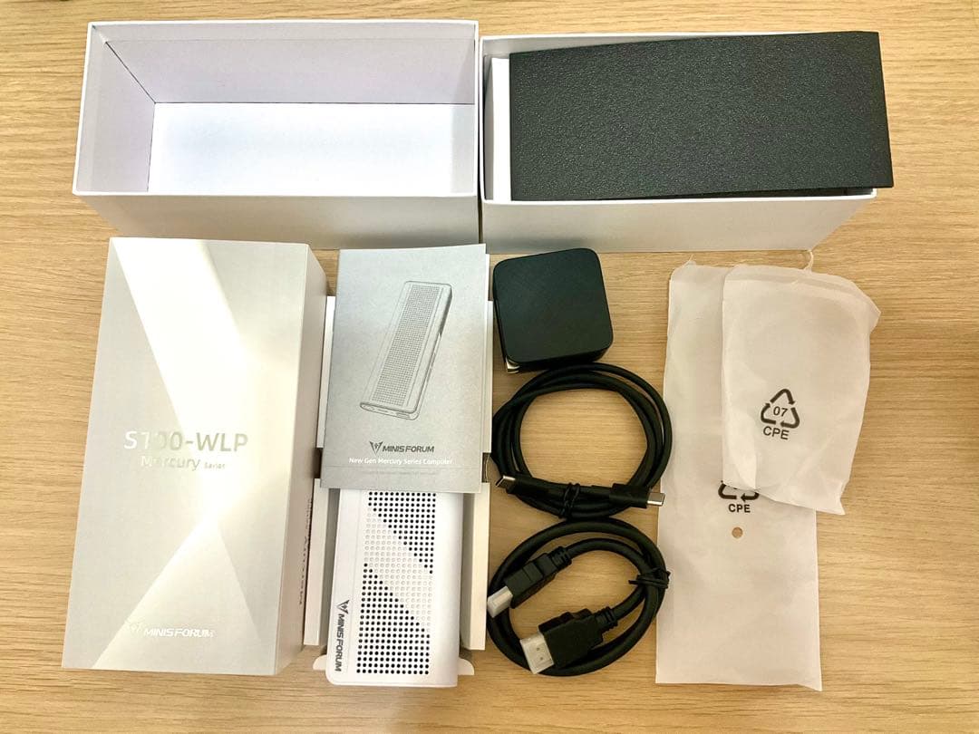 MINISFORUM S100-WLP スティックPC PD給電 箱あり