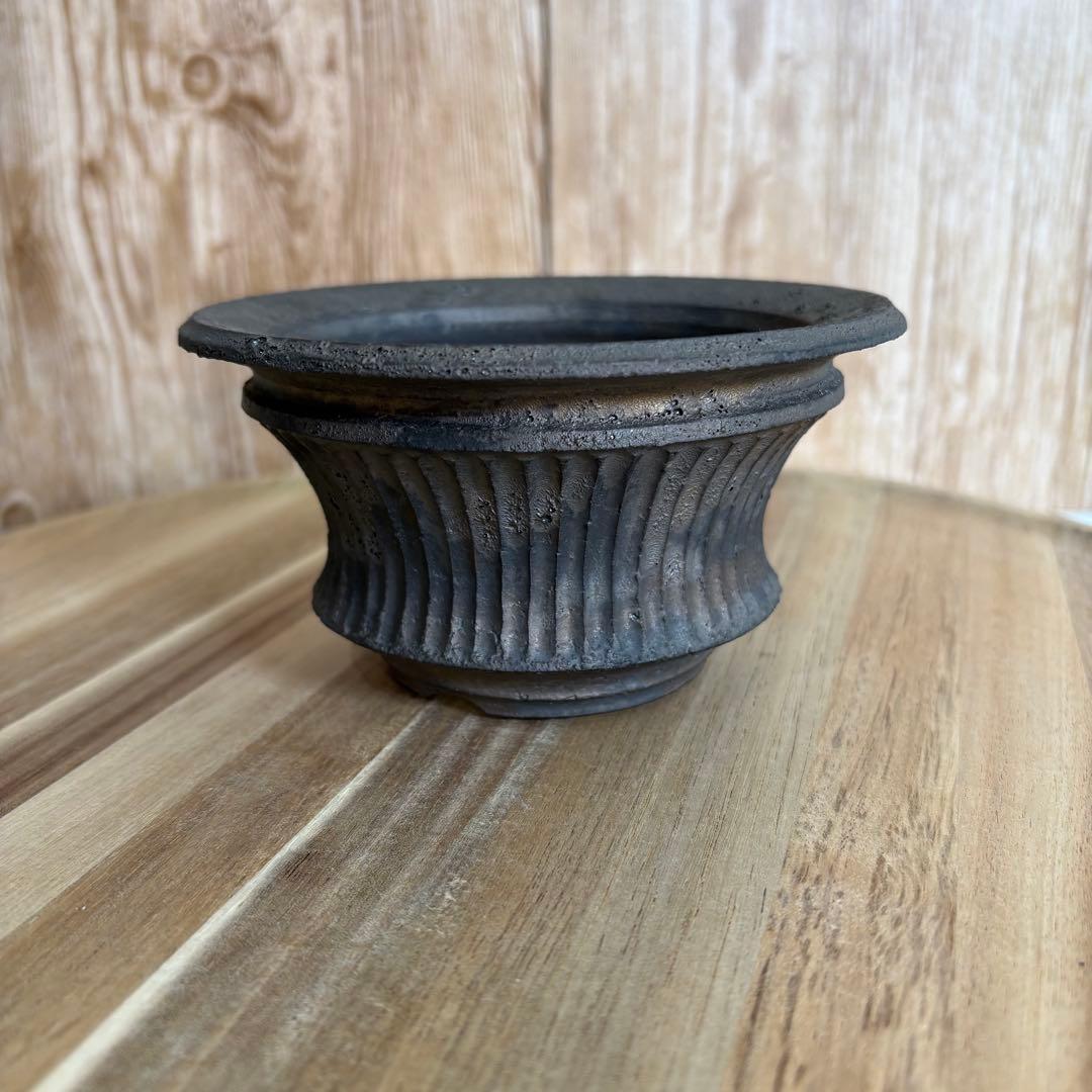 小野瀬一　陶器鉢　しのぎ　植木鉢