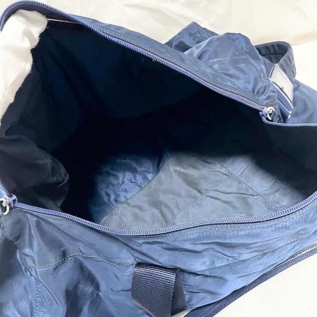 プラダ 三角ロゴ 金具 2way レザー ナイロン ボストンバッグ 斜め掛け 紺