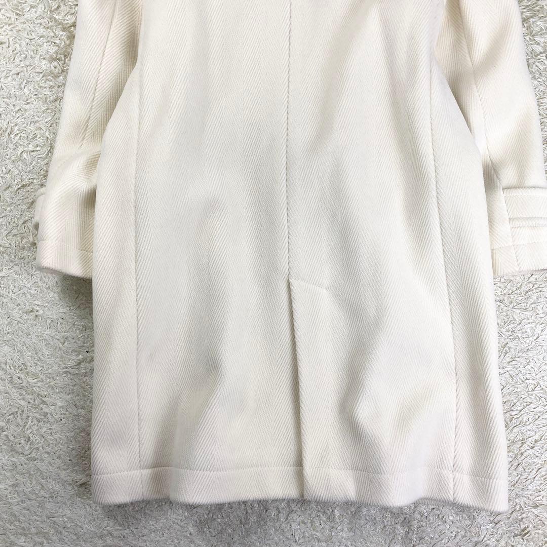 23区 ロングダッフルコート ヘリンボーン フード 大きサイズ 48 ホワイト