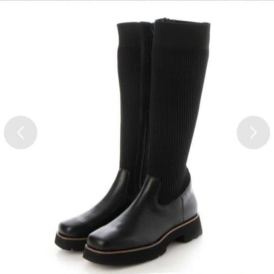 あしながおじさん伸縮性があって履きやすい厚底ソックスロングブーツ 23.5