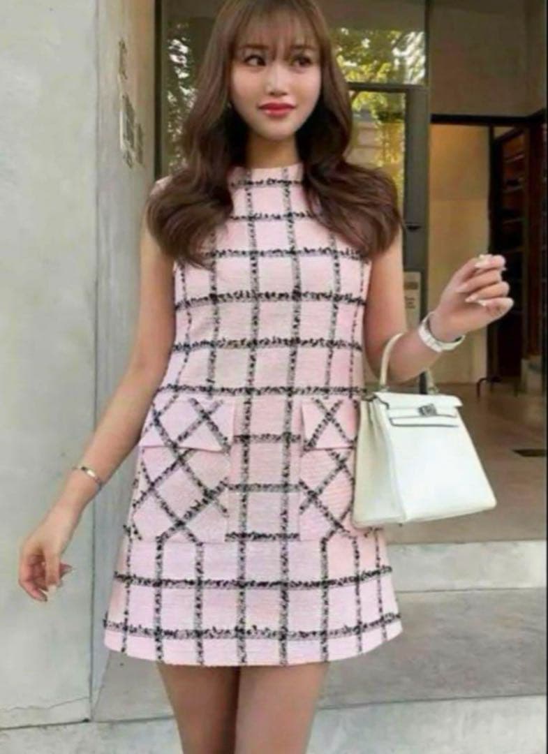 sheller フロントポケットミニドレス シェリエ　ツイード