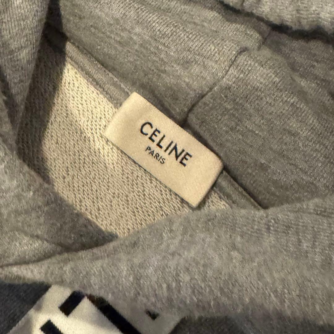 CELINE セリーヌ ロゴ紐 パーカー グレー Lサイズ