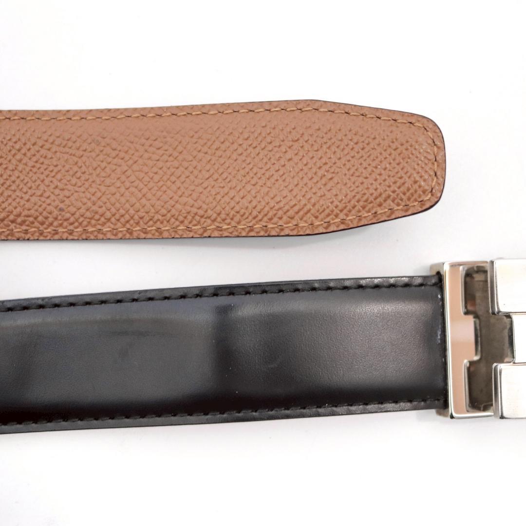 BVLGARI ロゴバックル レザーベルト 82cm±5／幅3cm n43