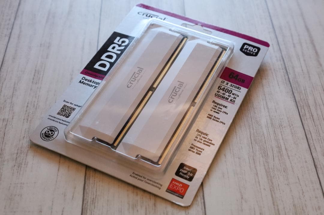 【新品】Crucial DDR5 Pro 64GB 32Gx2 6400MHz