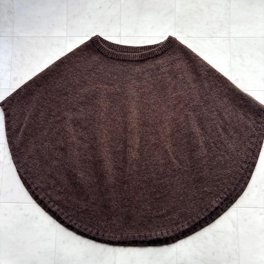 中川政七商店 アルパカ混 ニットポンチョ 茶 ブラウン 重ね着 フリーサイズ