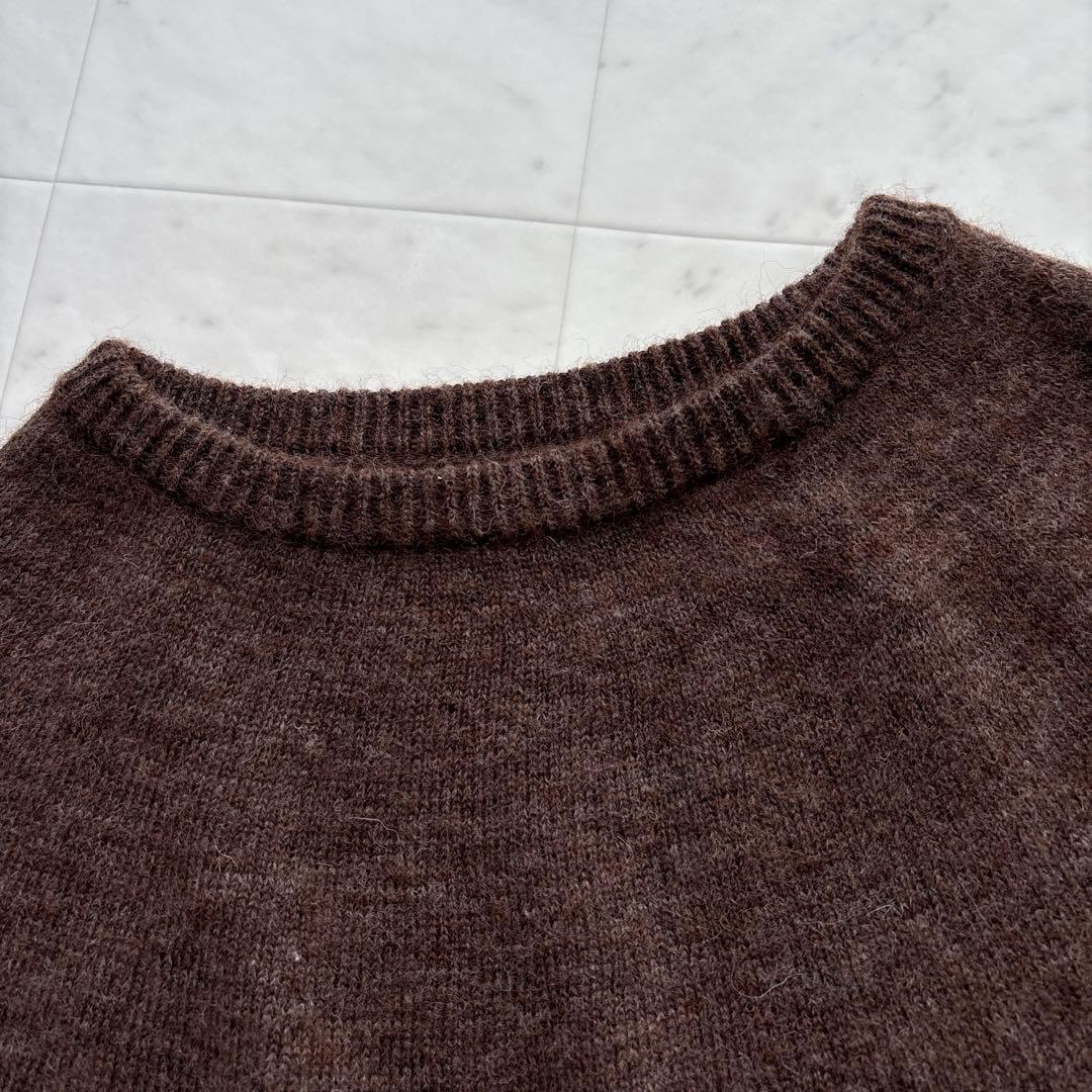 中川政七商店 アルパカ混 ニットポンチョ 茶 ブラウン 重ね着 フリーサイズ