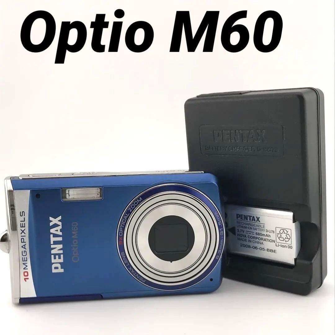 リーダー付き【動作確認済】PENTAX Optio M60 ブルー