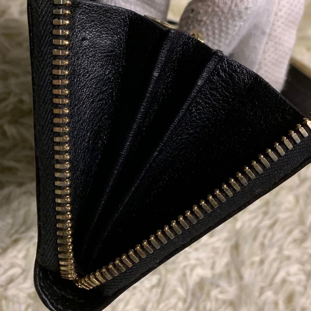 未使用級✨イルビゾンテ 長財布 ロゴ型押し ラウンドファスナー レザー ブラック