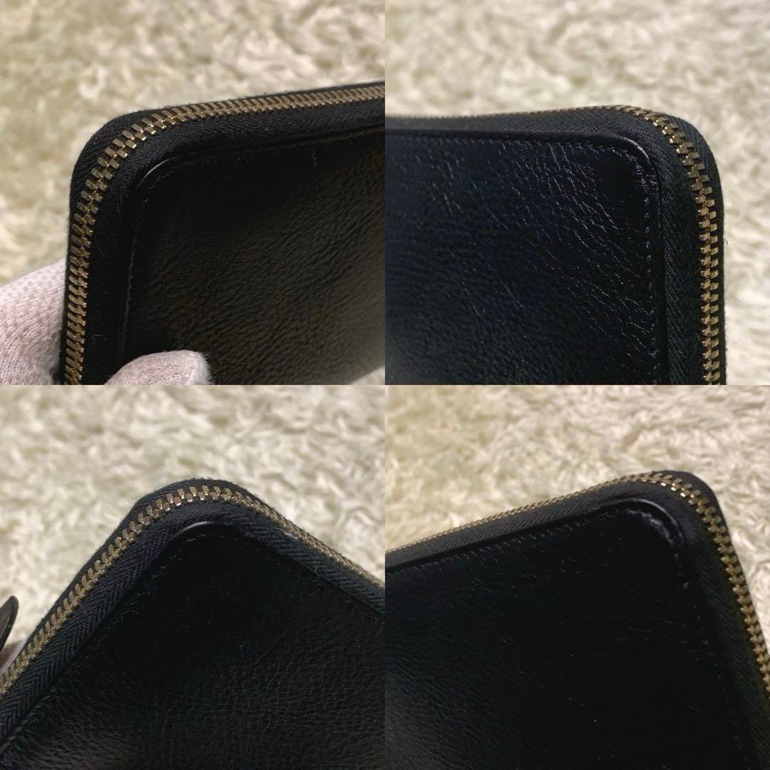 未使用級✨イルビゾンテ 長財布 ロゴ型押し ラウンドファスナー レザー ブラック