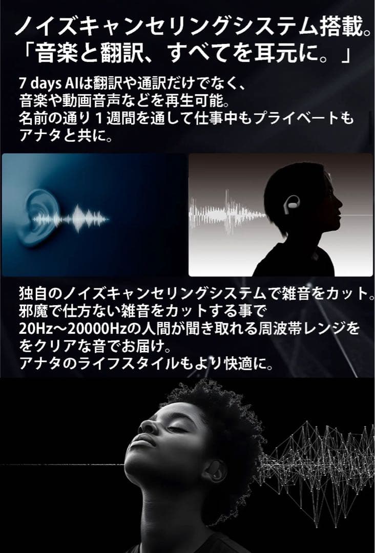VTrans 7days AI 翻訳 ＆ 通訳 イヤホン　イヤフォン 海外旅行