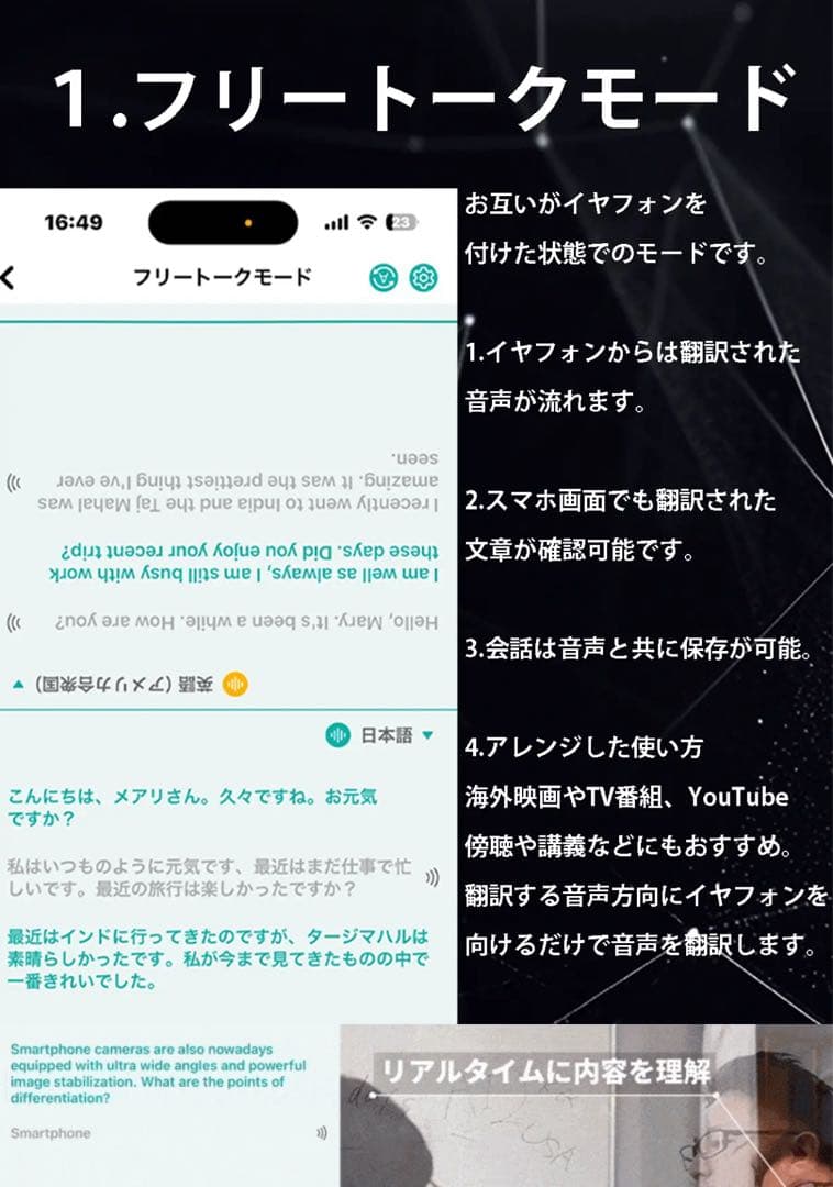 VTrans 7days AI 翻訳 ＆ 通訳 イヤホン　イヤフォン 海外旅行