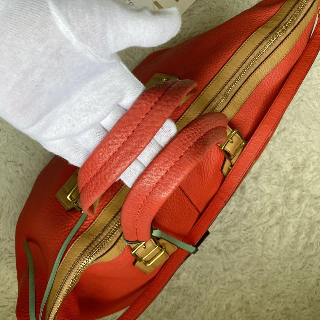 美品 COACH コーチ 特大 トート オレンジ ショルダーバッグ