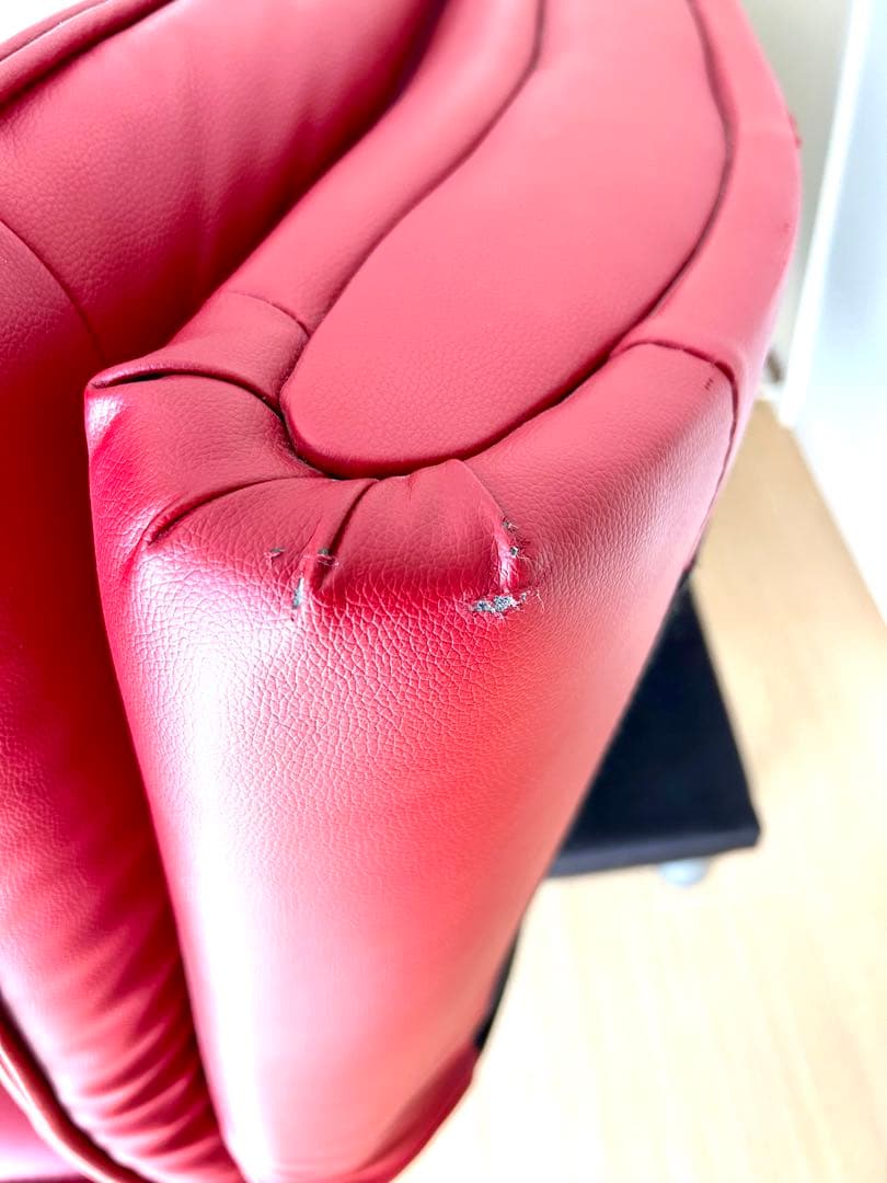 ニトリ赤い合成皮革ソファ 、ソファベッドリクライニング機能付き