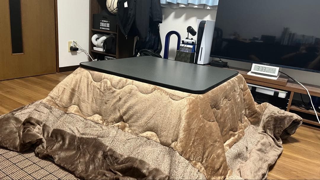 山善 木製こたつ 美品 こたつ布団・断熱カーペットセット